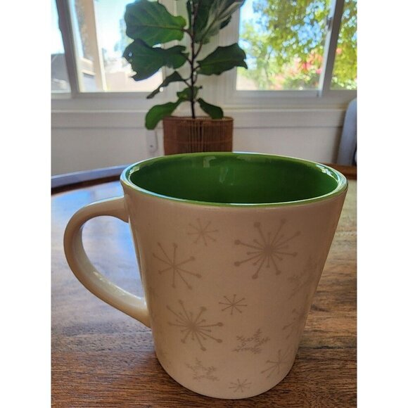 2006 Starbucks Holiday Embossed Tree & Silver Snowflakes Coffee Cup Tea Mug - Picture 2 of 4